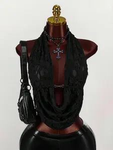 Women's Fashion Comfortable Sexy Style Elegant Chic Sleeveless Knitted Fabric Chain Design Halter Top, Stylish Casual Wear for Daily