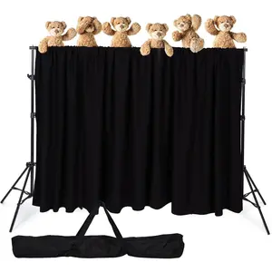 Portable Puppet Show Theater with 2 Tripods Cross Bar Curtain and Carrying Bag Suitable for School Churches and Family Shows