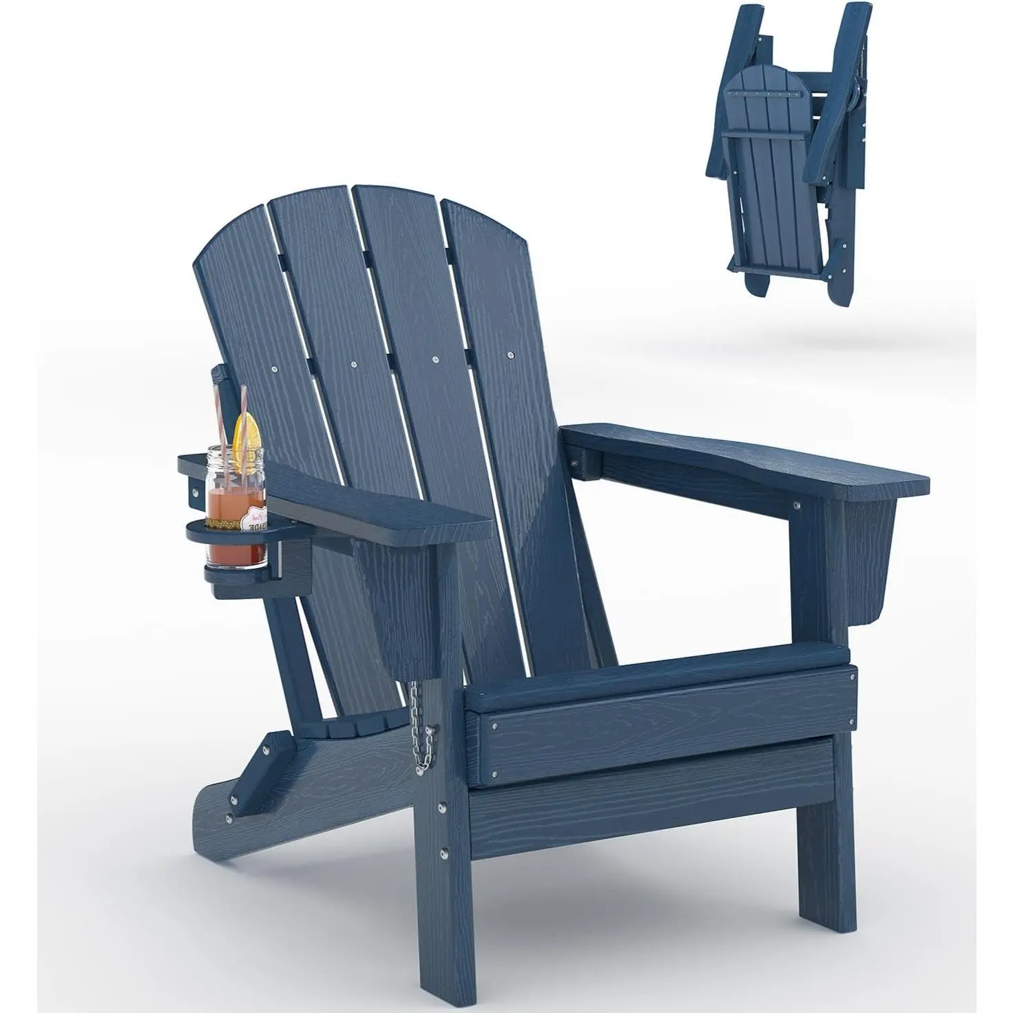 Ergonomic Folding Outdoor Chair - Durable HDPE Textured Lawn Chair, All-Weather, 380 lbs Capacity, Ideal for Deck, Garden Party Use - Classic Black or Gray, Patio Recliner