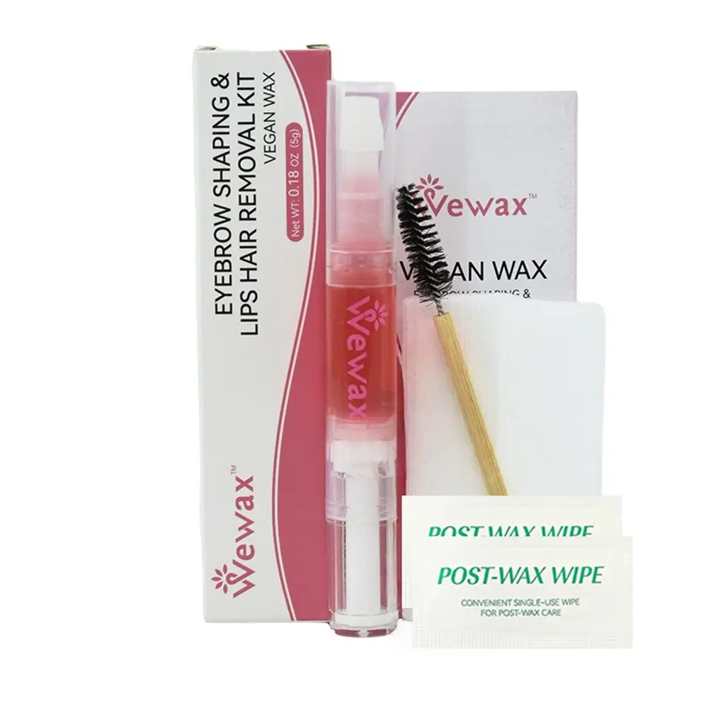 Pen Shape Precise Waxing Kit Set for Face & Eyebrows - Smooth, Long-Lasting Home Hair Removal for Adults, Eco-Friendly Durable Gentle Silky Formula for All Skin Types, Includes 20 Strips, 10 Wipes & Brush, Face-Safe Crayon Wax (No Harmful Additives)