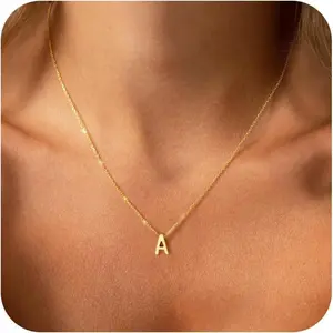 Initial Necklace for Women Girls Kids - Dainty 18K Gold Plated Initial Necklace Tiny A-Z Pendant Necklace Cute Initial Letter Necklace Gold Jewelry Necklace for Women