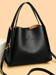 Women's Solid Color Handbag, Fashionable Pu Leather Shoulder Bag for Daily Used, Casual Trendy Versatile High-quality Daily Commuting Bag, Casual Trendy Purses, Fashionable Bags, Pu Tote Satchel