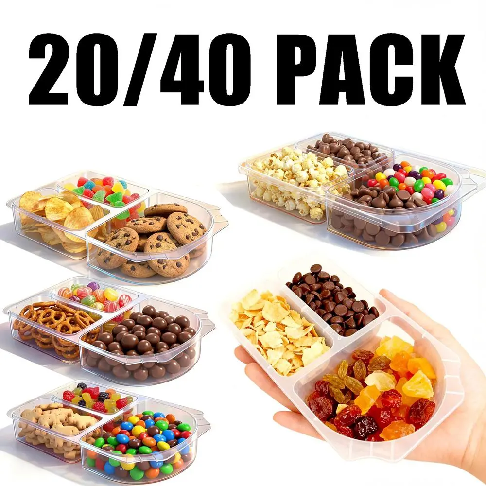20/40 Pack Dual Compartment Reusable Travel Snack Boxes with Lids Plastic Storage Containers for Dipping Sauces Condiments Small Side Dishes Stack Safe