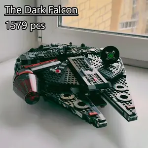 NEW 1579PCS Falcon Compatible 75389 Millennium The Dark Spaceship Bricks Building Block for Boys Gifts for Kids Model Adults