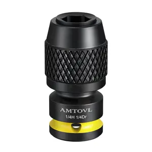 AMTOVL Impact to 1/4 Hex Converter - 1/4 INCH Drive Female to 1/4-Inch Hex Adapter for Ratchet Wrench Drivers, Impact Bit Holders, Quick-Change Chuck