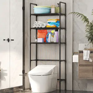 3-Tier Metal Bathroom Shelf, Space-Saving Organizer for Small Bathrooms, Holds Towels and Cleaning Supplies, Ideal for Hallways and Laundry Rooms