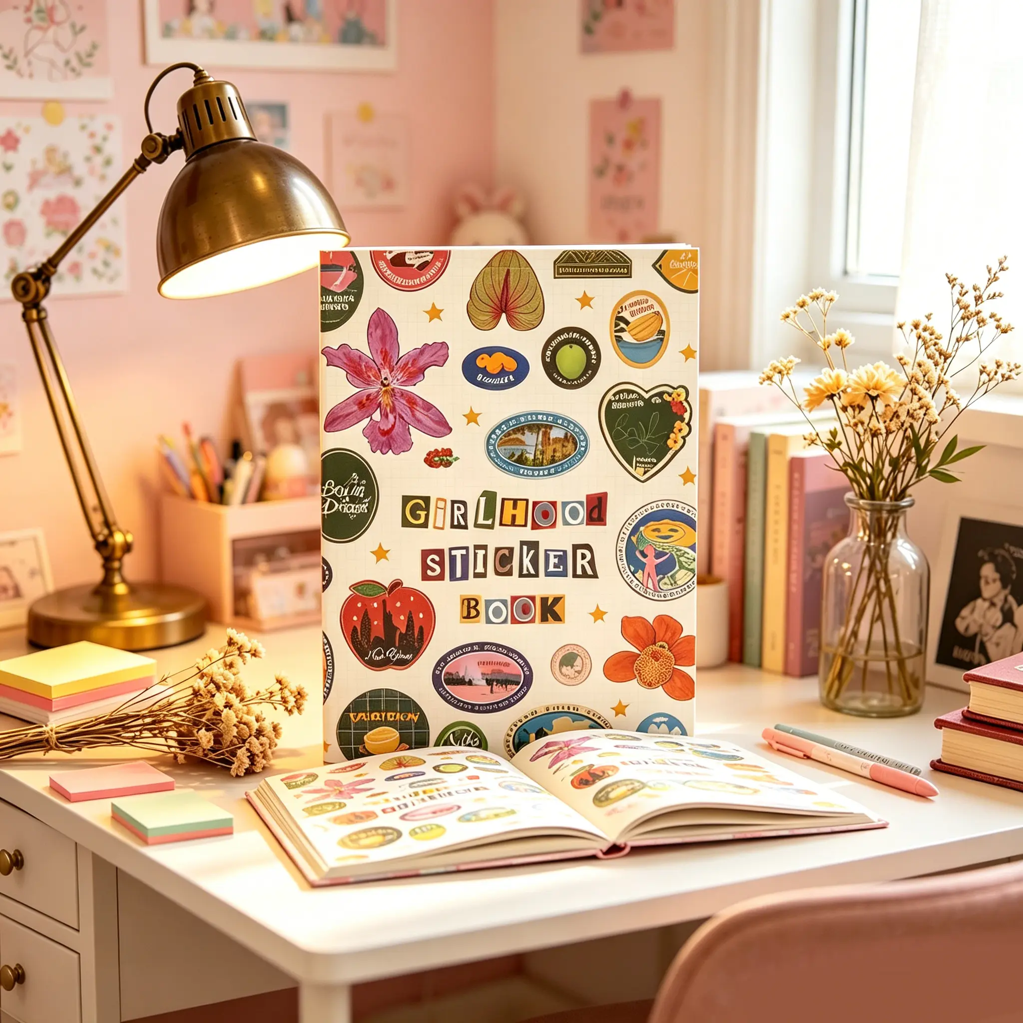 2026 New Girlhood Sticker Book - Includes 1260+ Retro-Style Stickers,Cute Illustration Stickers,DIY Scrapbook Supplies,Vintage Girls’ Generation Inspired Stickers,DIY Creative Gifts for Teens
