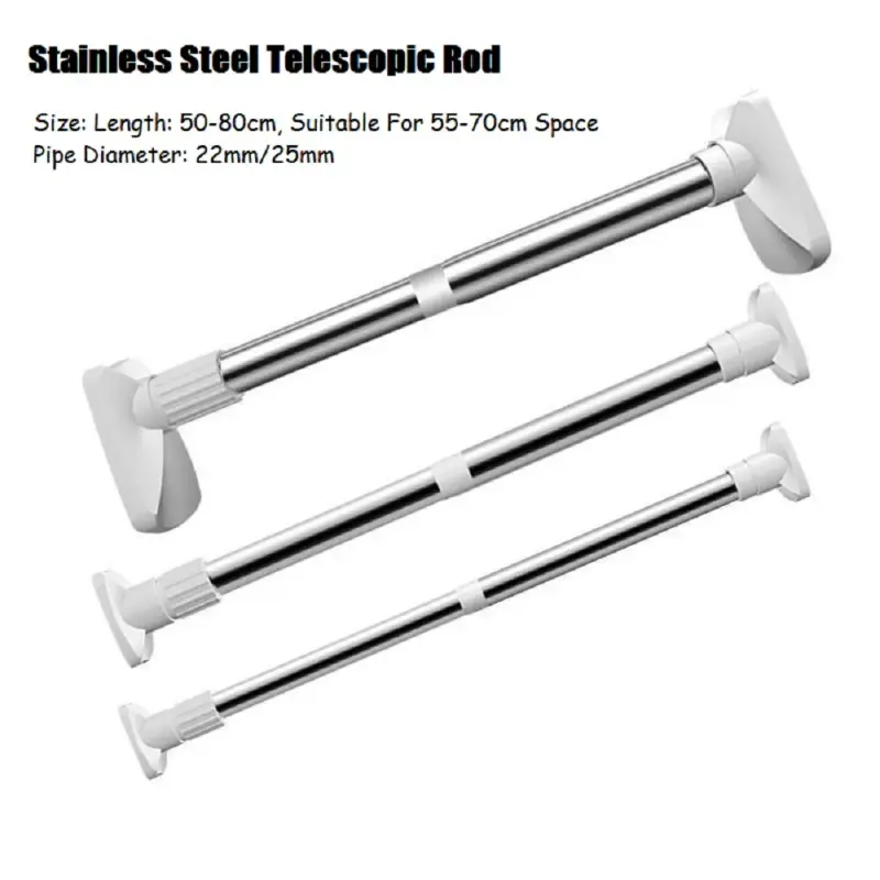 Clothing Hanger Telescopic Rod Stainless Steel Multipurpose Curtain Support Pole Balcony Clothes Drying Hanger For Wardrobe