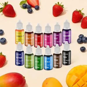 12 Food Grade Vibrant Liquid set 0.35 Fl oz 10 ml per Bottle Food Coloring Tasteless  for Cake Decorating Icing Fondant Slime Making Easter Christmas Baking Supplies