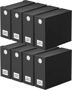 8-Pack Bed Sheet Organizer and Storage | Collapsible Bedding Storage Box for Linen Closet | Heavy Duty Sheet Folders with Handles & Clear Windows | Fits King, Queen, Full & Twin Sets | Ultimate Bulk Home Organization System (Black)