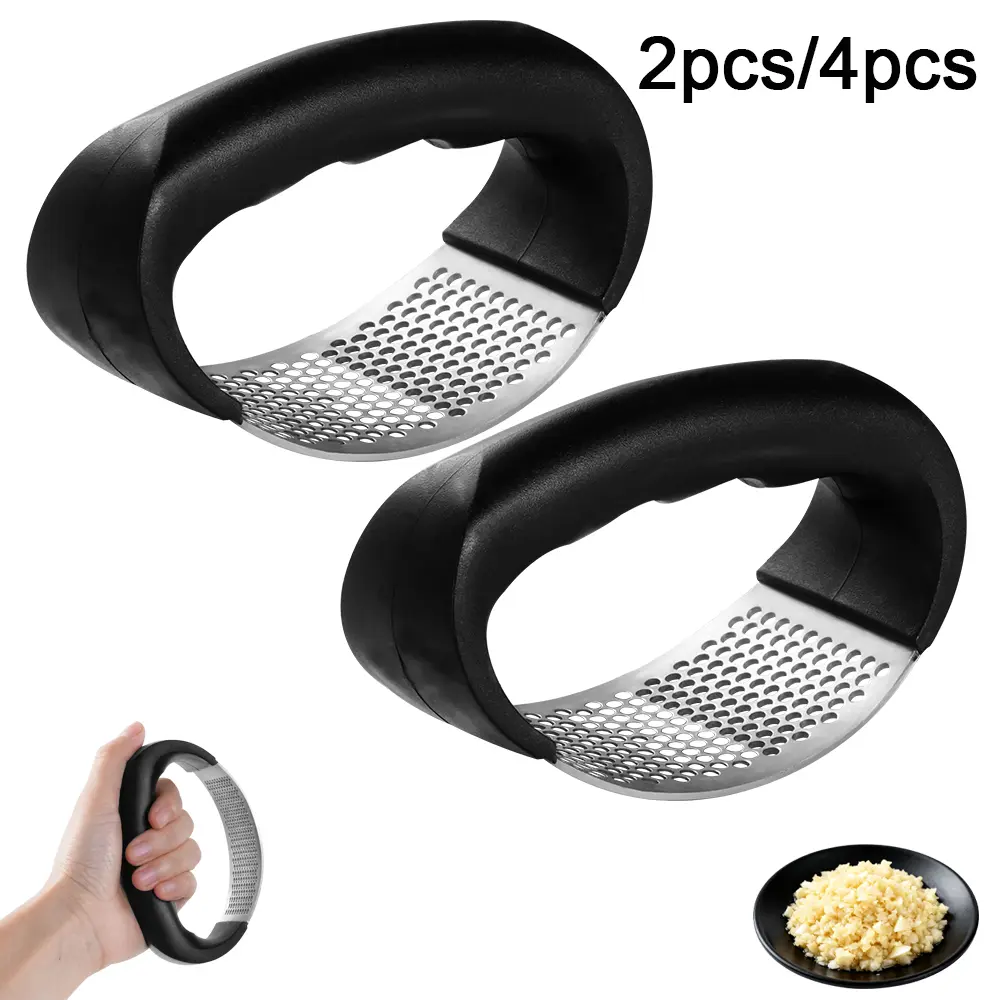 2-Pack Stainless Steel Garlic Press, Rust-Resistant Durable Kitchen Utensil, Easy Dishwash Clean Kitchen Appliances, Quick Prep Tool for Gentle Crush, Ideal Apartment Kitchenware, Holiday Gift for Family