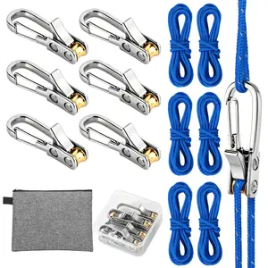 Rope Rollers 6/12 Pack With Storage Bag, Adjustable Tie Down Ropes With Alloy Cam Buckles, No-Knot Rope Tensioners & Rope Tightening Tools For Camping Tent, Tarp, Hammock, Cargo, Truck, Boating & Outdoor Gear