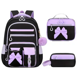3pcs Casual Bowtie Backpack for Teens, Fits15inch Laptop, Adjustable Straps, SmoothZippers, Ideal for Travel and School, TrendyFashion Backpack