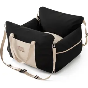 Seat for Small to Medium Dogs -  Pet Booster Seat for  with Clip-On Safety Leash, Travel Carrier for Puppy up to 25 lbs, Memory  Filling and Adjustable Buckles, Black