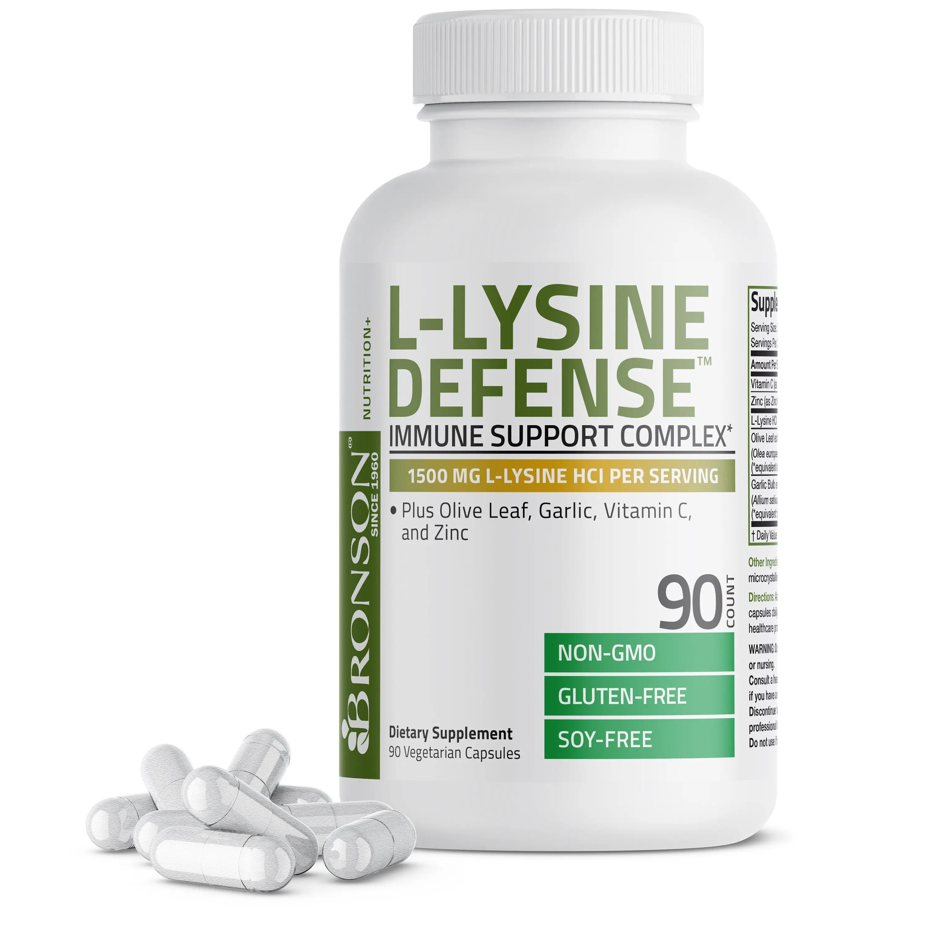 Bronson L-Lysine Defense Complex - 1500 mg for Immune System Support - Supplement - Healthcare & Dietary Use
