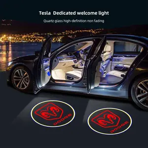 Led HD Car Door Logo Welcome Light Projector Lamps Led Car Lights For Dodge Challenger Charger Journey Ram Durango SRT Dart Journey Avenger Caliber Trucks Hor Mop Demon