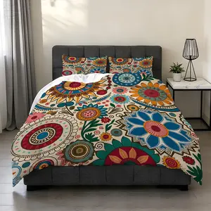 2/3Pcs Floral Design Pattern Decorative Duvet Cover Set(1*Duvet Cover+1/2* Pillowcase,No Filling),High-Definition Digital Printing,100% Polyester Fiber,Perfect Gift For Family And Friends During Festivals,Suitable For All Year Round!