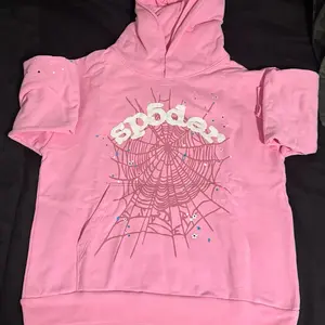 Spyder Pink Hoodie with Spider Web Design and Rhinestone Accents for Women