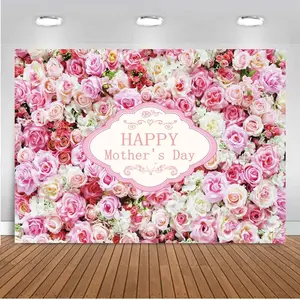 10X8FT Photography Backdrop Mother's Day Backdrop Flowers Pink Flower Wall Backdrop Photo Studio Photo Booth Photo Prop Vinyl Background DH-176