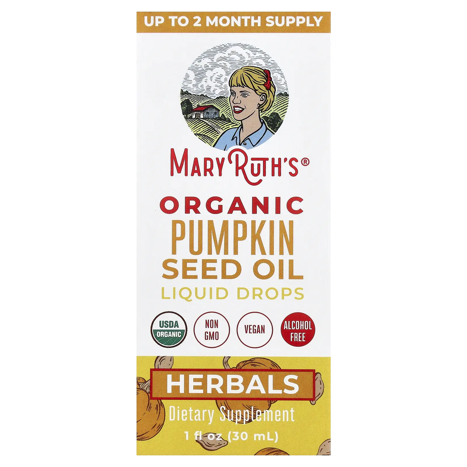 MaryRuth's Organic Pumpkin Seed Oil Liquid Drops, Alcohol Free, 1 fl oz (30 ml)