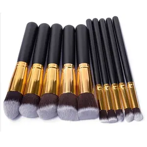 10 pcs Professional Kabuki Makeup Brush Set Flawless Blend