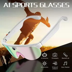 AI Smart Glasses with Camera Dust UV Proof Cycling Sports Goggles- HD Video Recording Glasses with Audio, Music Playback, Wireless Call, Touch Control, Real-Time Translation, AI Object Recognition, for Men Women, Translation Glasses