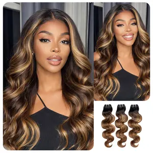 [Wequeen] #FB30 Highlight Hair Bundles Brazilian Colored Human Hair #T1B/P4/27 Body Wave Straight Quick Weave Sew in/Glue in Budget Friendly 10A Valentine Gifts