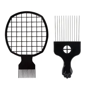 2 Pcs Upgraded Hair Twist Comb Hair Sponge Brush and Metal Afro Hair Pick Comb Set for Black Men Women Curls, 2 In 1 Afro Hair Coil Pick Combs Curl Brush