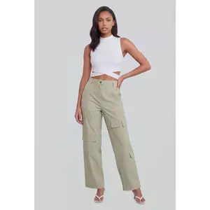 Kiss Dont Tell - Women's Nylon Cargo Pocket Bottoms, Street Style Vibe, Perfect Match for Bomber Jackets & Cropped Tops