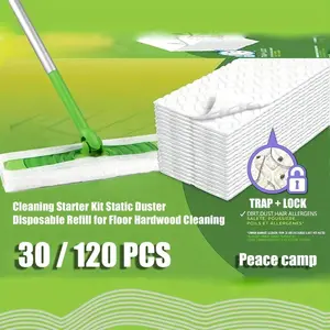 Polyester Disposable Mopping Cloths - 30/60/120pcs Dry Sweeping Pads Compatible with Swiffer Sweeper, Non-Woven Electrostatic Dust Removal for Bedroom, Bathroom, Toilet, Kitchen Cleaning, Hardwood Floor Mop