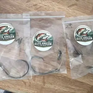 Elite Angler Rigs Drum Rigs Hook Size 10/0 & 8/0 60lb Leader Sppro Swivels for Secure Fishing Hooks and Swivels