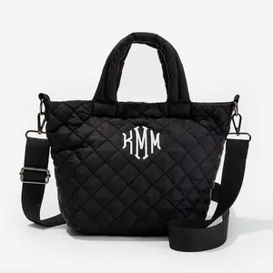 ML MARLEYLILLY Monogrammed Diamond Quilted Crossbody Bag - Quilted Nylon with Polyester Lining, 50" Removable Strap, Zip-top Closure, One Interior Pocket