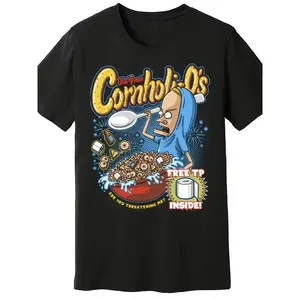 Men's Beavis and Butt-head Vintage MTV T-Shirt - Cornholio's Free TP Inside Graphic Tee, Machine Washable Black Shirt for Beavis and Butt-head Fans - Adult Retro Cartoon Apparel, Fan Merchandise, Playful Print, Durable Casualwear, Pop Culture Apparel, No