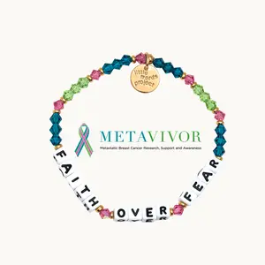 Little Words Project - Faith Over Fear Bracelet – Metastatic Breast Cancer Awareness, Trackable Kindness Bracelet, Gives Back to METAvivor – Choose Your Size