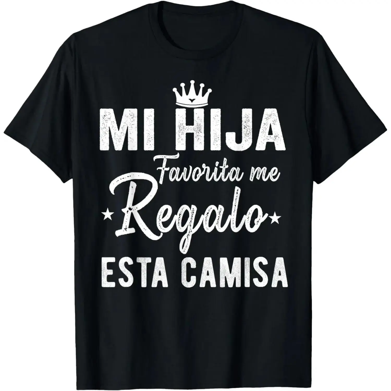 Unisex Multi-Size Short Sleeve Round Neck Family Joke Tee - Latinx Dad Humor "Mi Hija Favorita" Graphic Top, Spanish Papá Gift from Daughter for Father's Day or Birthday, All-Season Casual Sports Shirt
