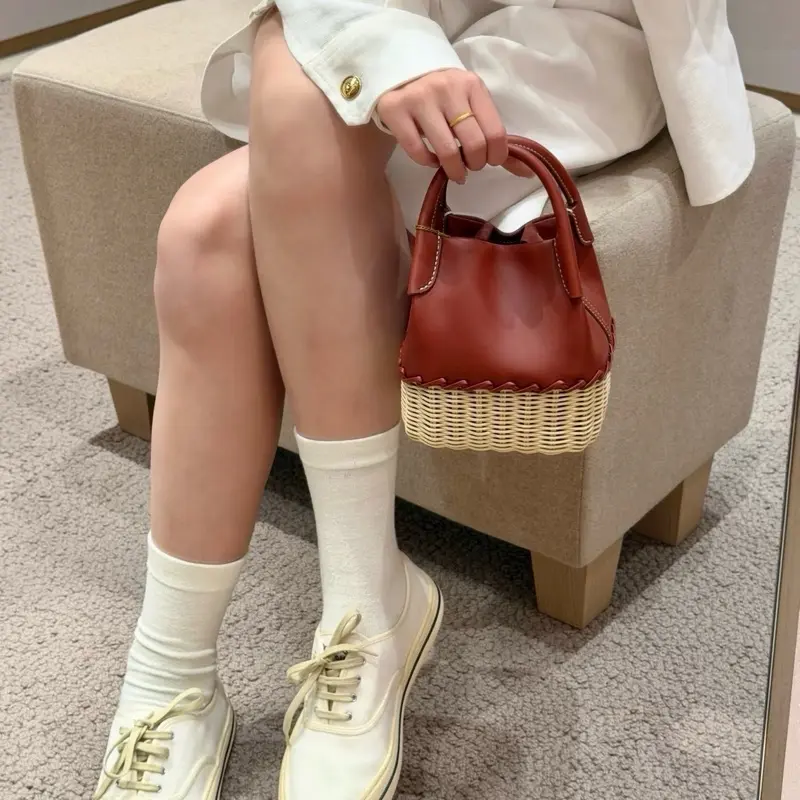 Genuine Leather Bamboo Wicker Mini Bag | First Layer Cowhide | Classic Old Money Style 2. Women’s Genuine Leather & Bamboo Wicker Handbag | Mini Summer Crossbody | Timeless Chic