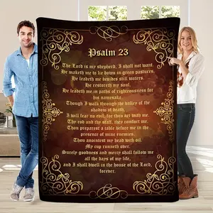 Psalm 23 Flannel Throw Blanket – Soft, Warm, All-Season Religious Gift with Inspirational Scripture Design, Multi-Purpose for Home, Office, Camping & Travel