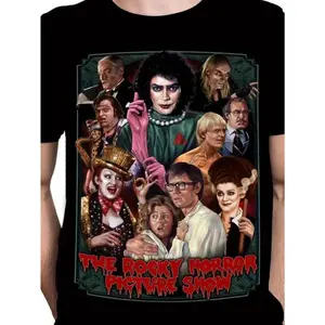 Rocky Horror Picture Show Men's Gothic Movie Print T-Shirt, Soft Cotton Crew Neck, Relaxed Fit, Machine Washable, Black, Perfect for Casual Wear and Themed Events