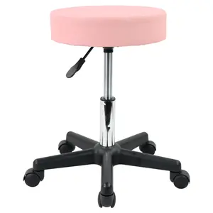 KKTONER Round Rolling Stool PU Leather Height Adjustable Swivel Work SPA Medical Salon Stool Pink KKTONER Round Rolling Stool PU Leather Height Adjustable Swivel Work SPA Medical Salon Stool Pink