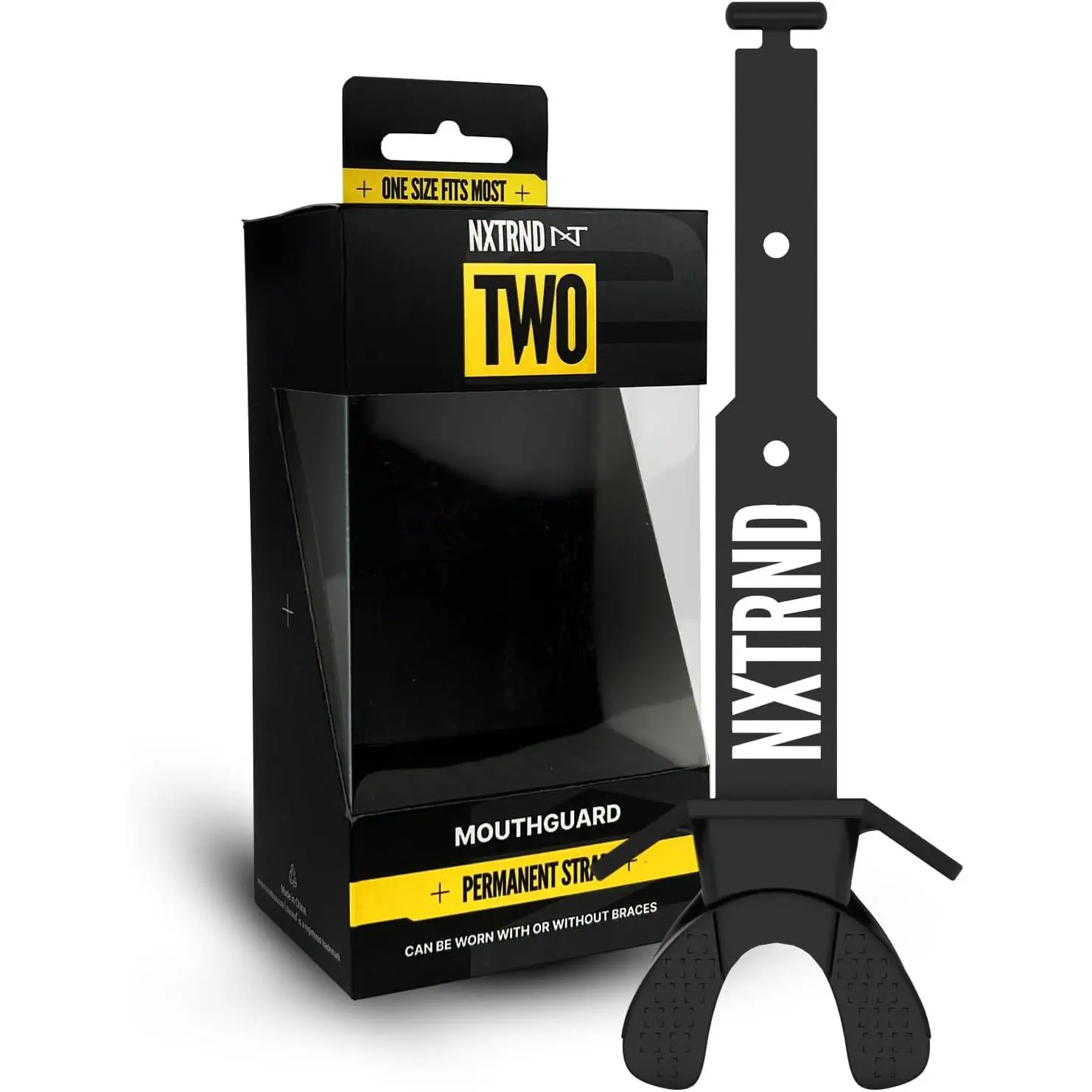 Football Mouth Guard, Football Mouthpiece with Strap, Fits Adult & Youth (Black)