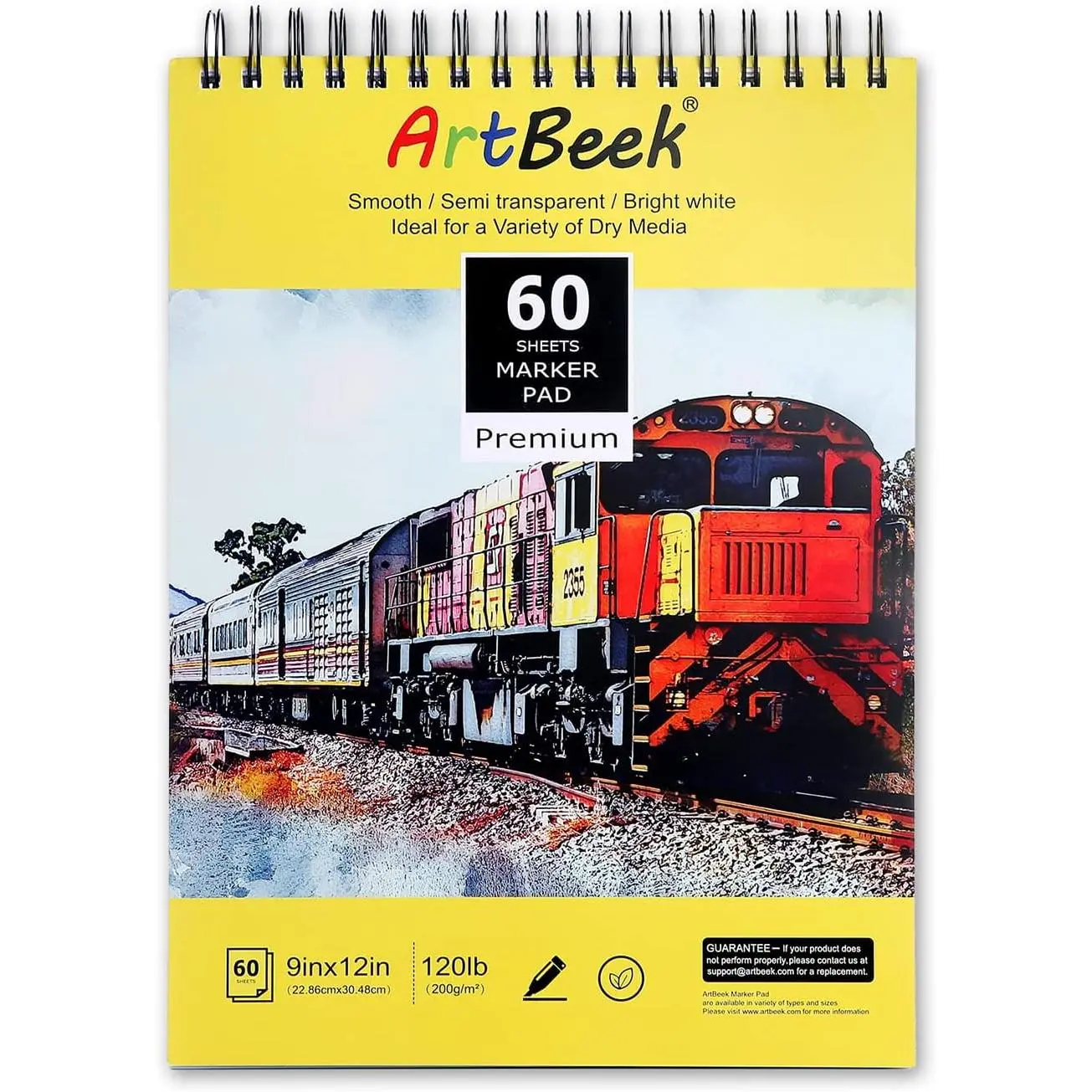 ArtBeek Art Marker Paper Pad, 9"x12" Portable Sketchbook, 60 Sheets