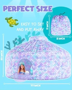 Skywin Air Tent for Kids (77” x 50”) Builds in 30 Sec, Toddler Tents Indoor for Imaginative Play, Spacious Kids Forts Indoor Playhouse for Boys & Girls Ages 3-14 (Fan Not Incl) (Forest Fort)