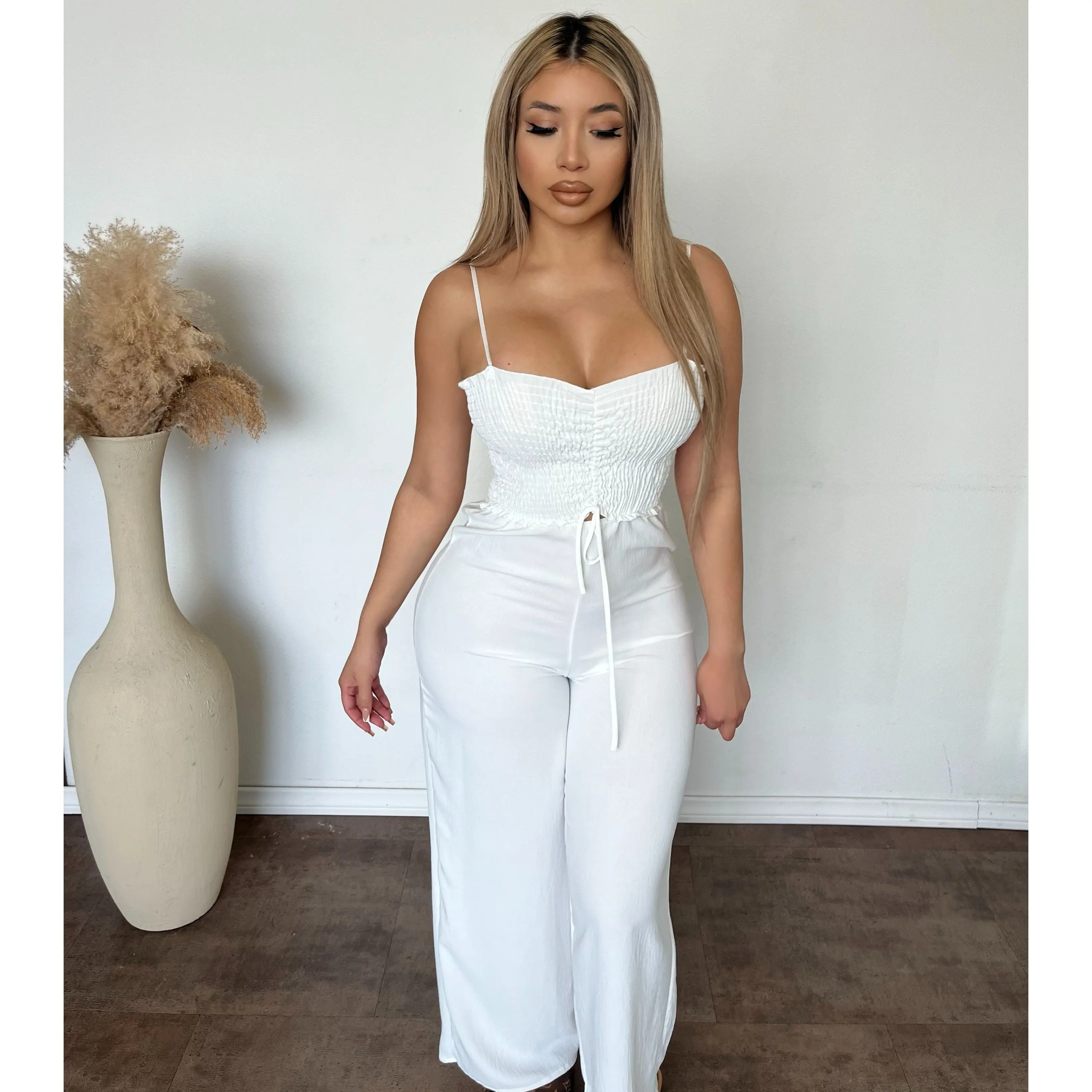 Eva Smocked Jumpsuit (Ivoy)