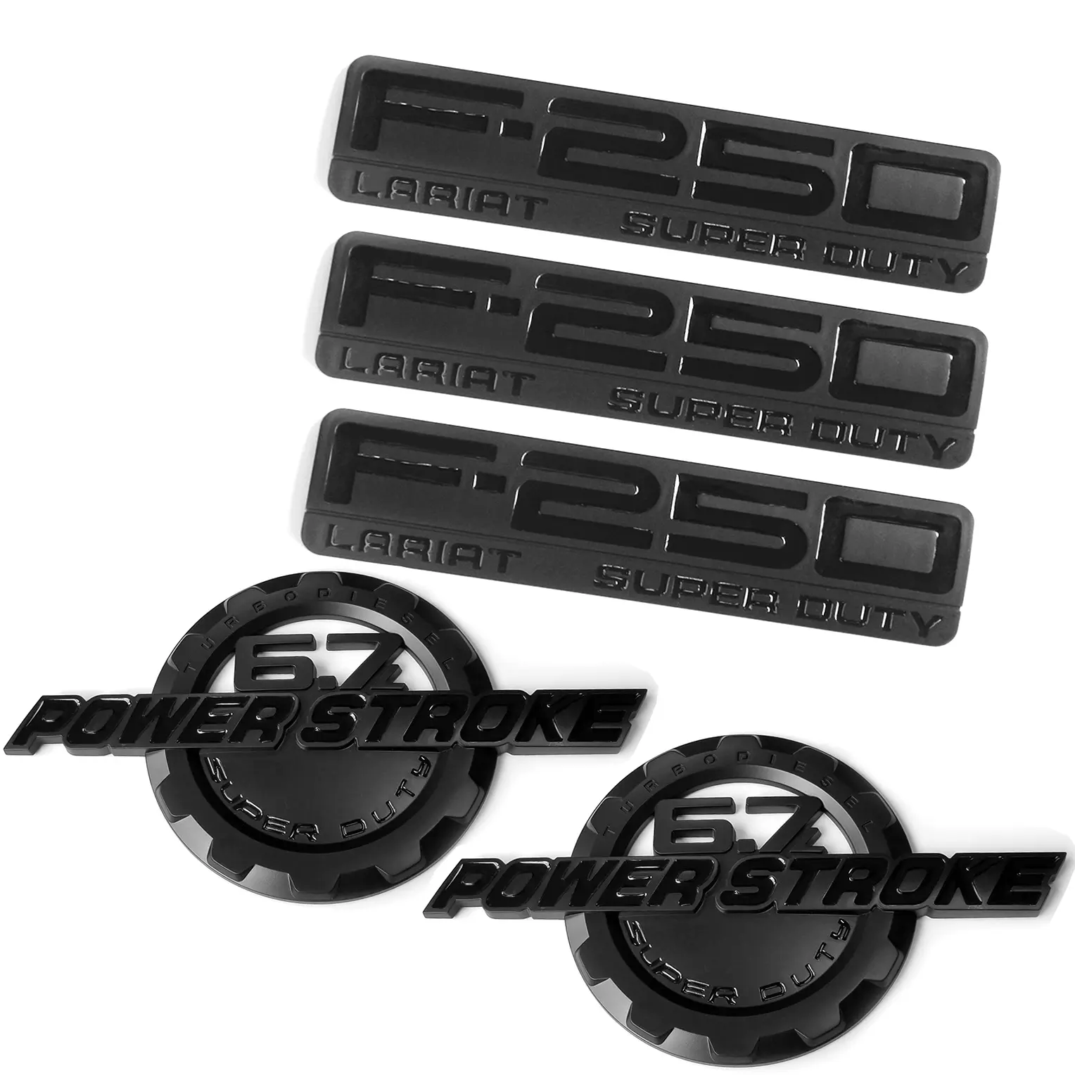 5-Pack True 3D Raised Size-Matched Peel-and-Stick Replacement Badges for 2011-2016 Ford F-250 Super Duty Lariat 6.7L Powerstroke Pickup, 9 3/16in(L)×2 3/16in(H) Car Decorative Sticker for Cars, Vehicle Exterior Upgrade Accessory