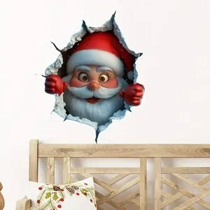 1/3/5Pcs Christmas Wall Stickers Festive Break-Through Design for Holiday Home Décor Easy Application Versatile for Various Themes