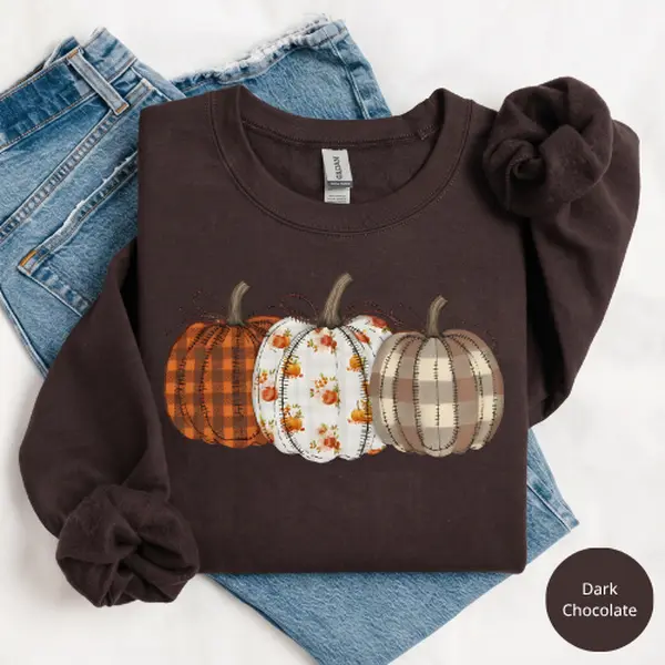Boho Fall Pumpkin Gildan Sweatshirt or T-Shirt , Cute Autumn Harvest Graphic Tee, Pumpkin Patch Thanksgiving Gift, Cozy Fall Apparel