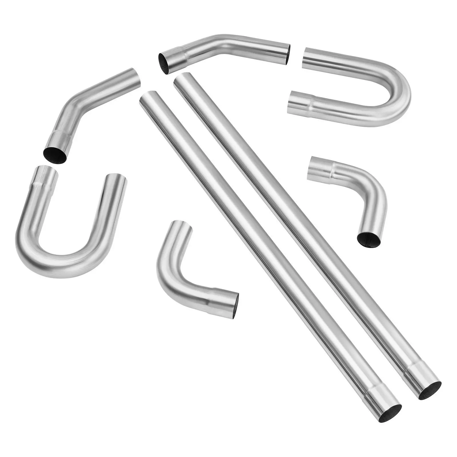 8-Piece Universal DIY Exhaust Pipe Kit with Slip-Fit Joint, Car Repair Tools