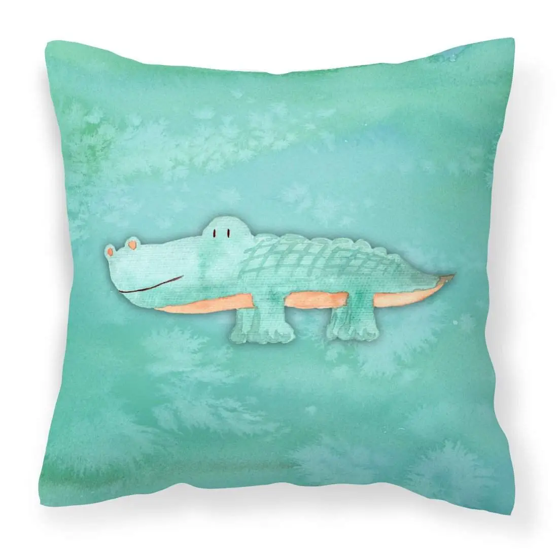 Handcrafted in the United States Alligator Watercolor Polyester Decorative Pillow, 18x18 in Indoor Patio/Couch Textile Cushion BB7385PW1818