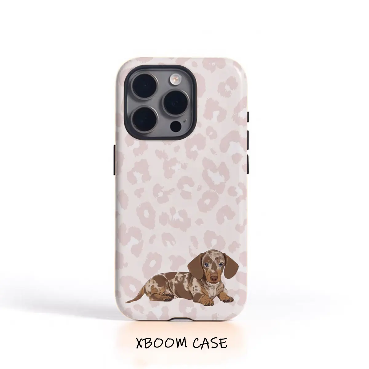 Phone Case - Leopard Print Cute Dachshund Pattern Phone Case Compatible with for iphone 17, 16PM, 15Promax, 11Pro, 12MINI, 13Plus, 7/8 SE, XS, XR, 2-In-1 Glossy Case