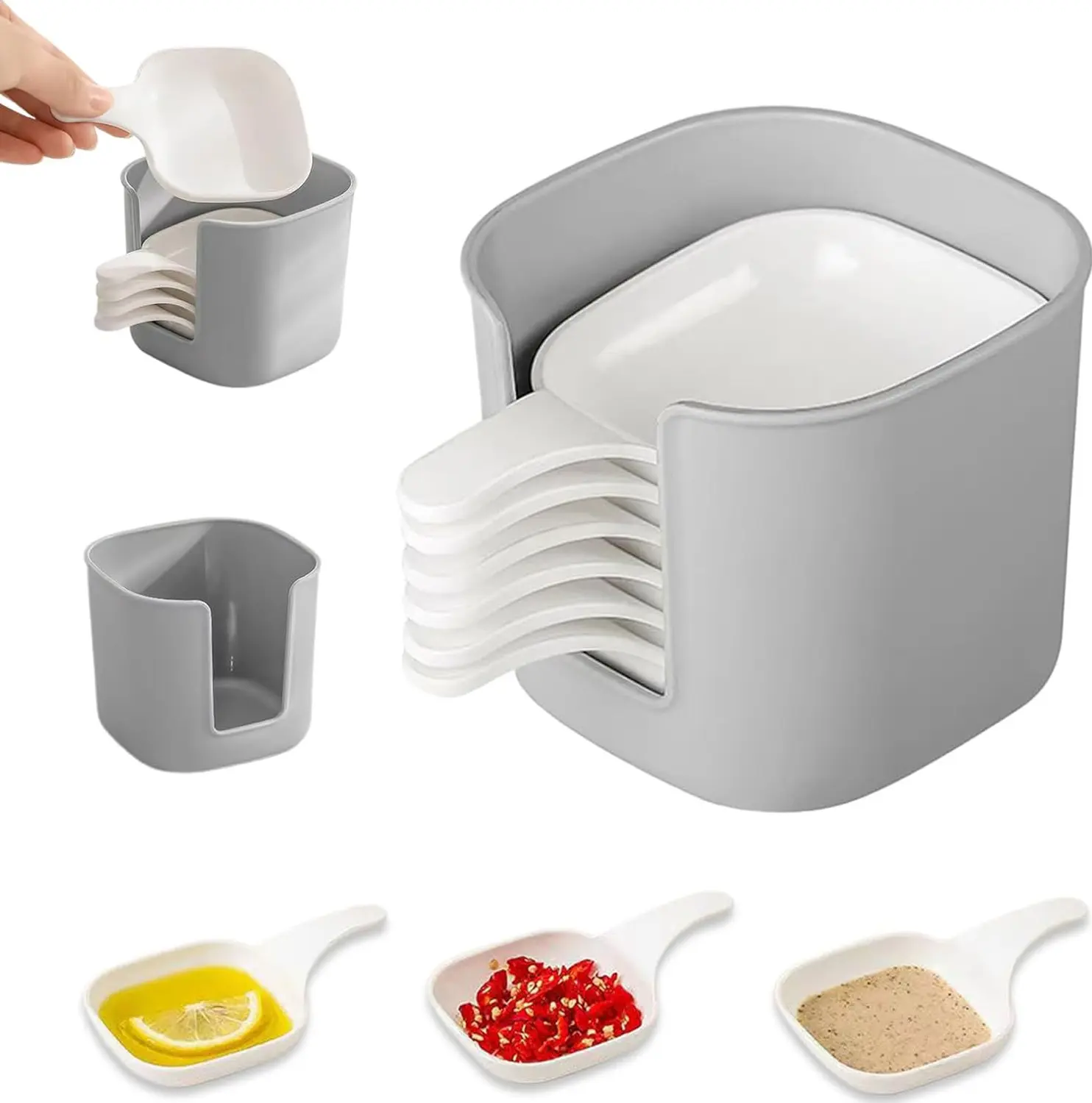 6PCS Dipping Sauce Cups with Holder, Plastic Condiment Cups Set with Storage Box, Mini Sauce Dishes for Snacks, Fruits, Seasoning
